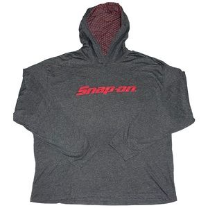 Snap-On Tools Gray Thin Red Logo Pullover Hoodie T Shirt Size XXXL